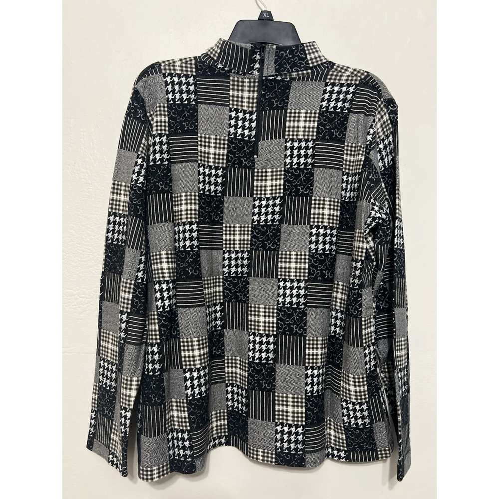 Orvis Vintage Madras Patchwork Mock Turtleneck‎ Top Womens Large Long Sleeve - Picture 6 of 13